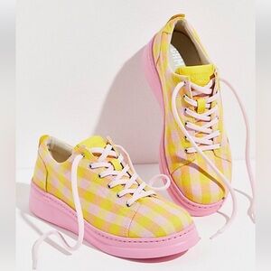 New Free People Camper Runner Up Check Sneakers Size 7